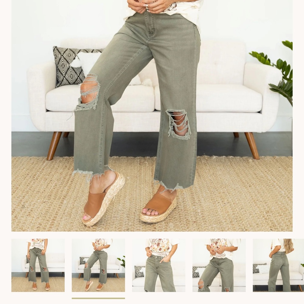 VERVET BY FLYING MONKEY Olive Distressed Ankle Jeans